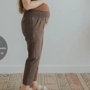 Emme praline transitional linen maternity pant